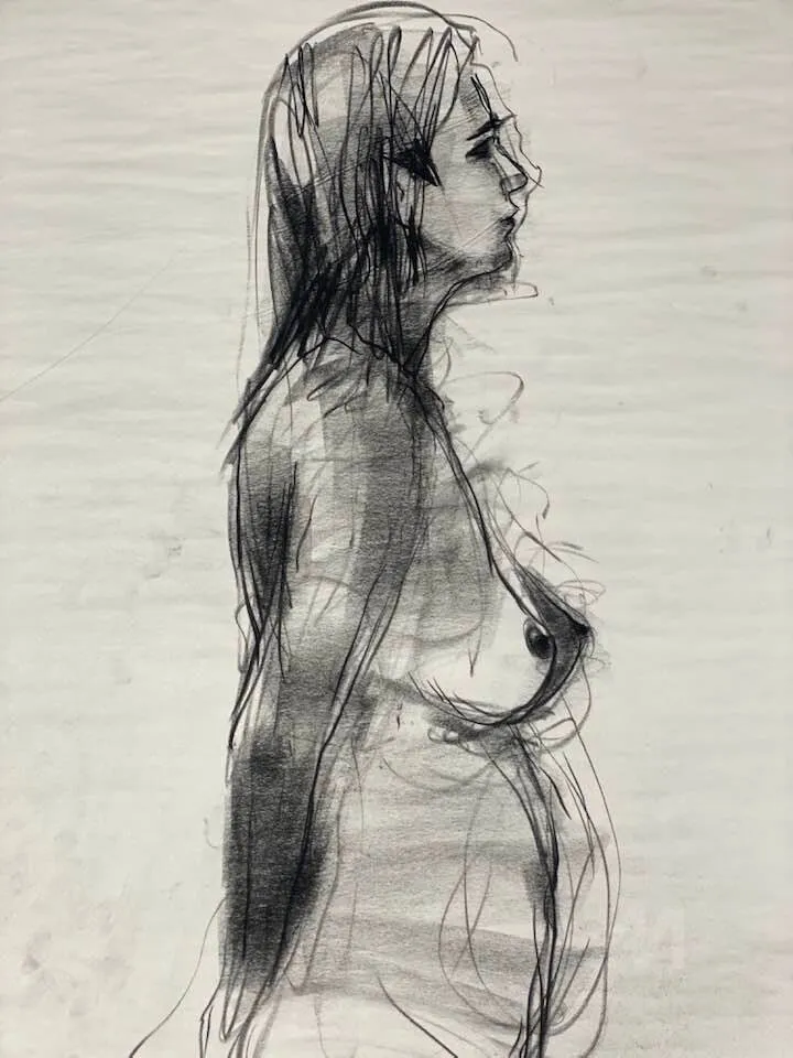 Beauty In Charcoal, charcoal on paper