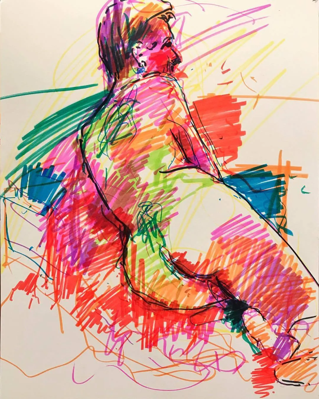 Figure Drawings, marker on paper