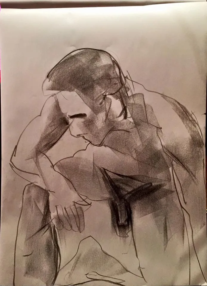 Model, charcoal on paper